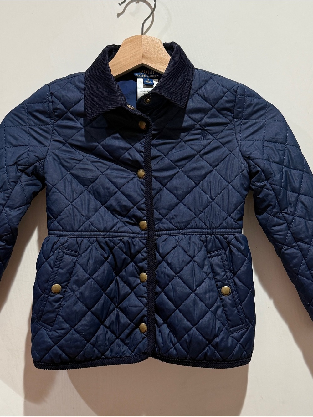 Polo Ralph Lauren Quilted Puffer Jacket with Corduroy Trim Navy 5T
